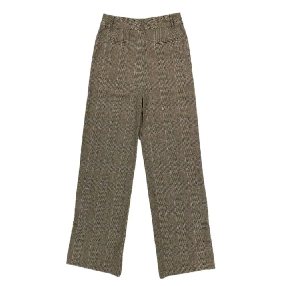 NEW CO Collections Wool Wide Leg Trouser Plaid Academia Old Money Quiet Luxury - Picture 7 of 13